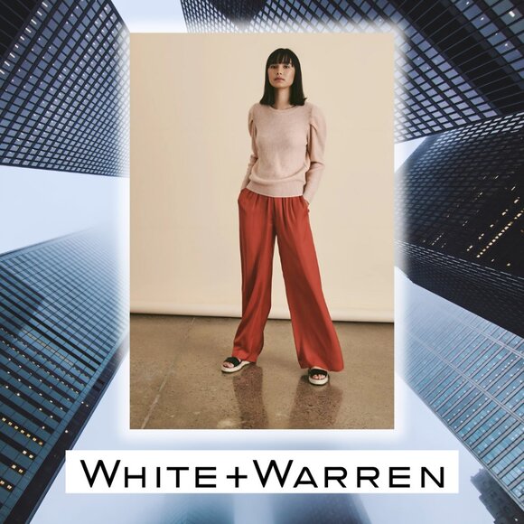 WHITE + WARREN Cashmere Puff Sleeve Pullover Sweater (size M) - Picture 11 of 13